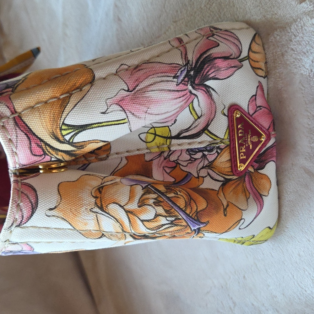 Prada Canapa Women's Tote Bag -‎ Floral Multicolor (Limited Edition) - Picture 5 of 12